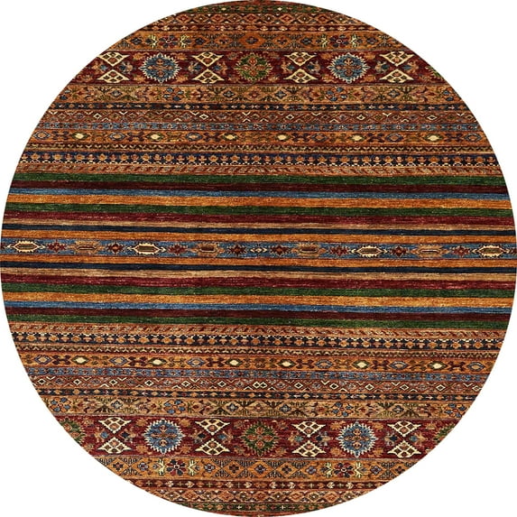 Ahgly Company Indoor Round Abstract Light Brown Abstract Area Rugs, 8' Round