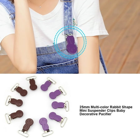 VGEBY 10pcs Multi-color Rabbit Shape Mini Suspender Clips Baby Decorative Pacifier Purple & Brown, Baby Suspender Clips, Decorative Suspender Clips