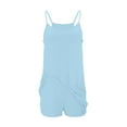 thumbnail image 6 of Wycnly Womens Jumpsuits Casual Summer Pocket Loose Baggy Spaghetti Strap Jumpsuits Overalls Trendy Solid Round Neck Sleeveless Short Rompers for Women, 6 of 7
