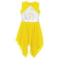 thumbnail image 5 of iixpin Kids Girls Metallic Liturgical Praise Dance Dress Sleeveless Lyrical Ballet Dance Dresses Performance Costume Yellow 12, 5 of 7