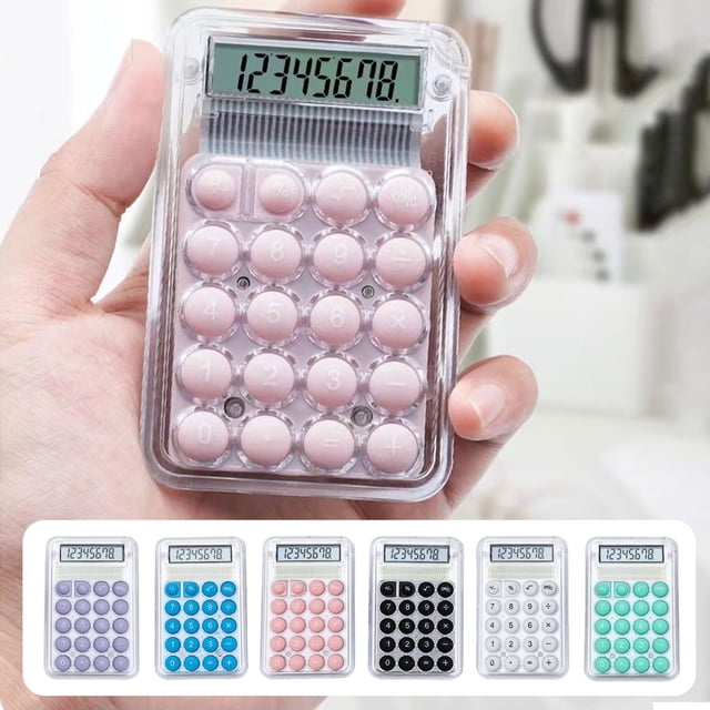 Calculadora de escritorio de 8 dígitos con puntos circulares, pantalla LCD grande y botón sensible, función estándar de alimentación por batería para oficina, hogar y escuela Akmoler