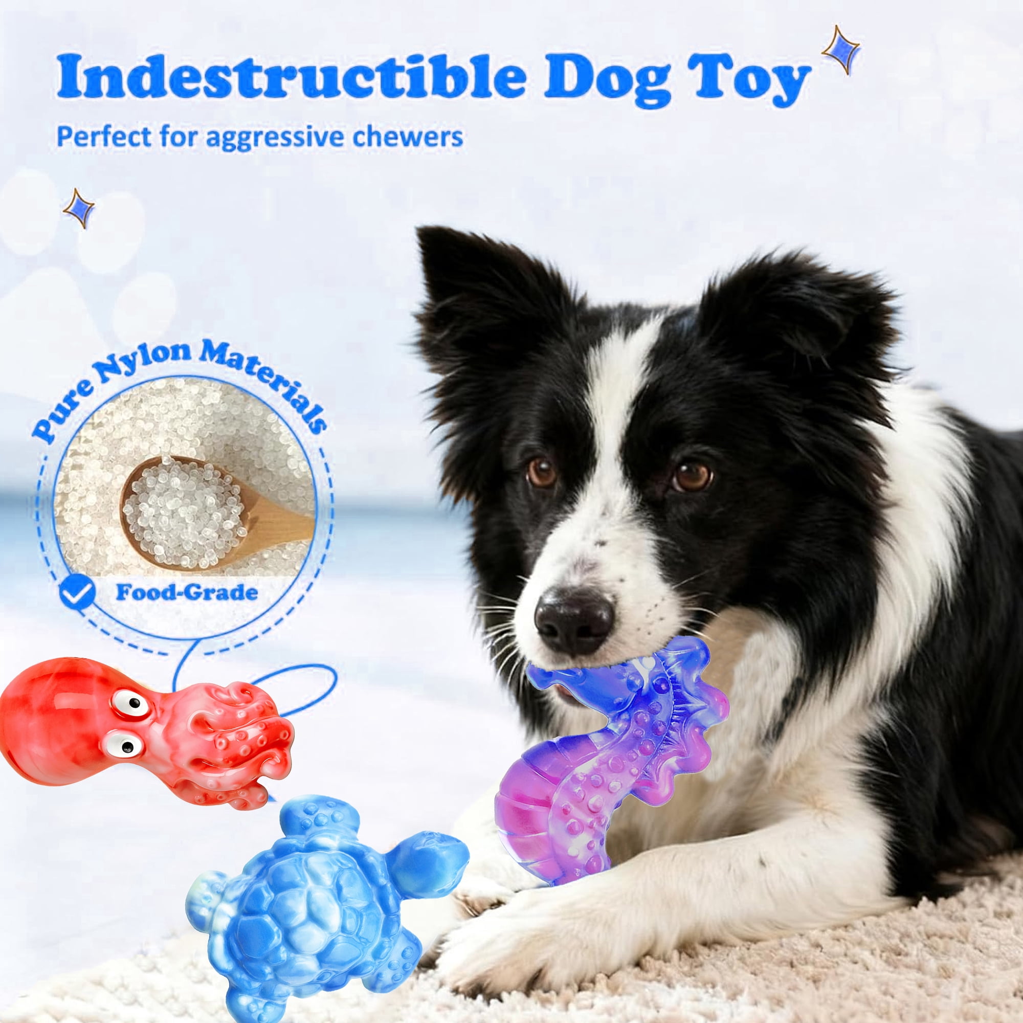Pet Deluxe 3 Pack Dog Toys for Aggressive Chewers Dog Chew Toys for Medium Large Dogs, Milk Flavored Indestructible Dog Toy, Dense Nylon Tough Dog Toy to Keep Them Busy, Reduce Boredom