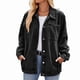 thumbnail image 2 of Chaqueta Vaquera Informal de Larga con Solapa y Botones para Mujer, Estilo Boyfriend, Holgada, A . Negro y Gris L, 2 of 9