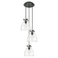 thumbnail image 2 of Innovations Lighting  Newton Bell - 3 Light 8" Cord Hung Multi Pendant - 10" Canopy Clear/Matte Black, 2 of 5