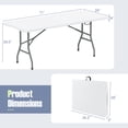 thumbnail image 3 of Gymax 6 ft Portable Folding Table w/HDPE Tabletop Safe Lock Mechanism Carrying Handle White, 3 of 10