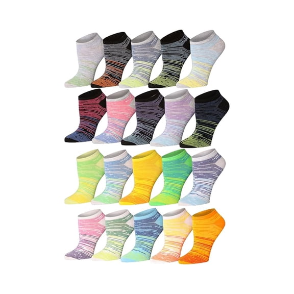 Colorfut Women's 20 Pairs Colorful Patterned Low Cut/No Show Socks