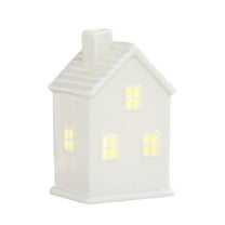 Desktop Ornament - Plastic Decorative Ornaments - Ceramic Christmas Village Christmas Village Accessories White Winter Village Led Light Porcelain Tabletop Christmas Figurine - 1X Ornament