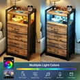 thumbnail image 6 of Night Stand with Charger Station and LED Light Rustic Brown Nightstand with Drawers Bedside Table Tall Nightstand 4, 6 of 7