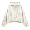 thumbnail image 3 of Womens Versatile Hooded Jacket Zip Front with Pockets Lightweight Windbreaker for Everyday Outerwear Activities White,L, 3 of 3