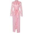thumbnail image 5 of AOOCHASLIY Bath Robes for Women Clearance Ladies Satin Long Nightdress Silk Lace Nightgown Sleepwear Robe, 5 of 9