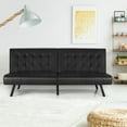 thumbnail image 5 of Costway Futon Sofa Bed PU Leather Convertible Folding Couch Sleeper Lounge Black, 5 of 12