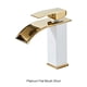 thumbnail image 3 of Grifo de lavabo Cateissary de Acero inoxidable con grifo de cascada ajustable oro blanco corto, 3 of 6