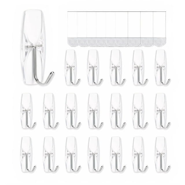 Ganchos de pared MOVELYST transparentes con 18 tiras adhesivas, sin dañar la superficie
