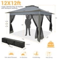 thumbnail image 6 of COBIZI 12'x12' Pop-up Gazebo Patio Gazebo Outdoor Gazebo Canopy with Mosquito Netting Patio Tent Backyard Canopy with 2-Tiered Vented Top 3 Adjustable Height and 144 Square Ft of Shade, Dark Gray, 6 of 16