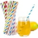 thumbnail image 1 of 100 pajitas de papel desechables, biodegradables, con rayas multicolores y colores aleatorios., 1 of 5
