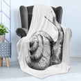 thumbnail image 4 of Snail Soft Flannel Fleece Blanket, Hand Drawn Slug Sketch in Vintage Style Wildlife Unique Animal Pattern, Cozy Plush for Indoor and Outdoor Use, 50" x 70", Charcoal Grey and White, by Ambesonne, 4 of 5
