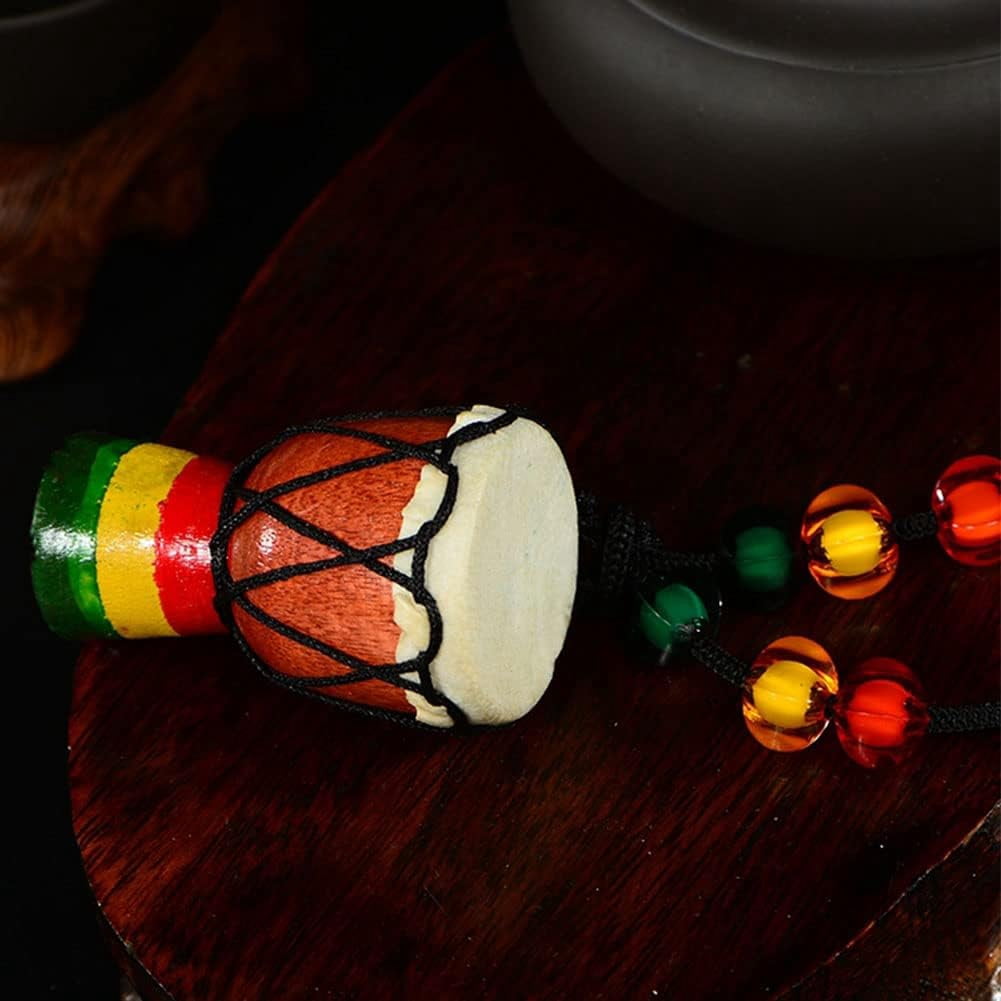 5Pcs Instrument Necklaces Wooden Classic Djembe Drum Mini Pendant African Drum Bongos Percussion Jewelry Necklace Drums for Kids Adults Party Supply School Gift