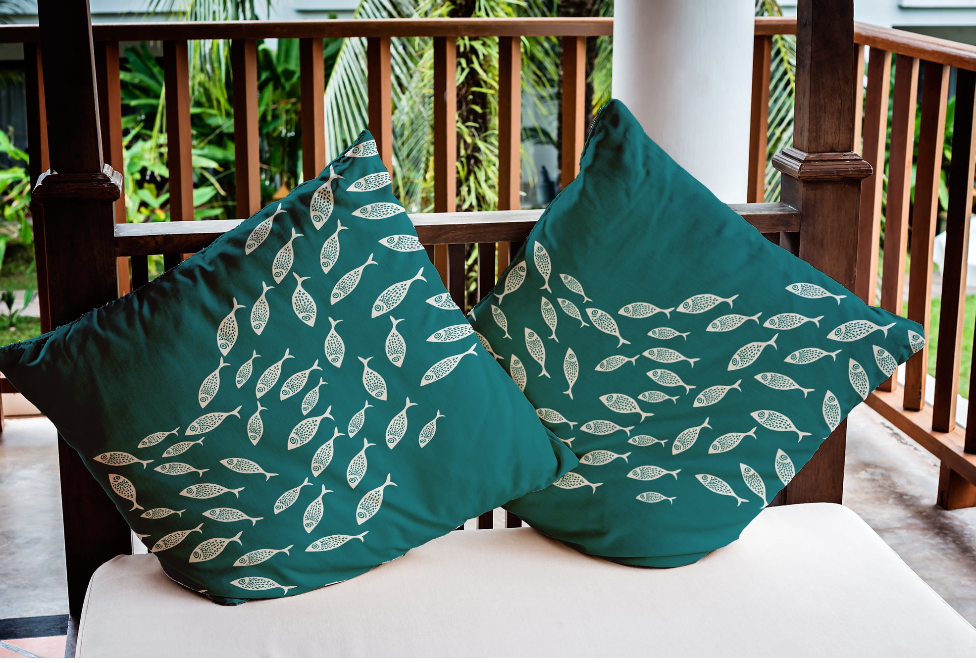 E by Design Escuela Nautical Indoor/Outdoor Throw Pillow