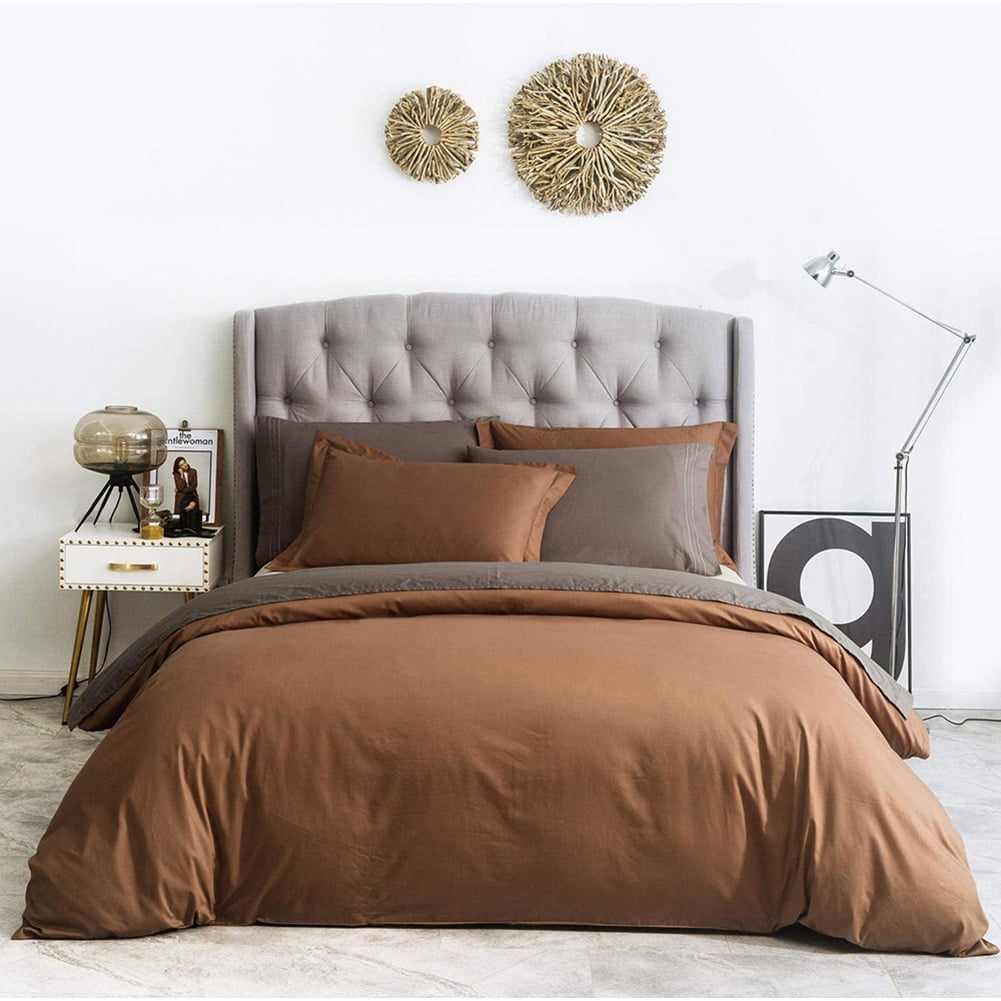 Brown Duvet Cover King 100 Cotton Brown Duvet Cover Set 3 Pieces 1