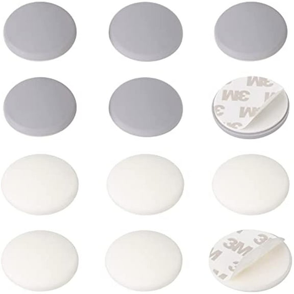 12 Pcs Door Stopper Wall Protector Self Adhesive Door Handle Knob Bumper Round White Dark Gray Door Bumper Pads or Protecting Wall Doorknobs Refrigerator Door Cabinets 39x9.5mm