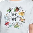 thumbnail image 3 of Disney Princess - Hero Begins With Her - Toddler And Youth Short Sleeve Graphic T-Shirt, 3 of 5