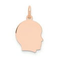 thumbnail image 1 of Beautiful 14k Rose Plain Small.013 Depth Facing Right Engraveable Boy Head Charm, 1 of 2