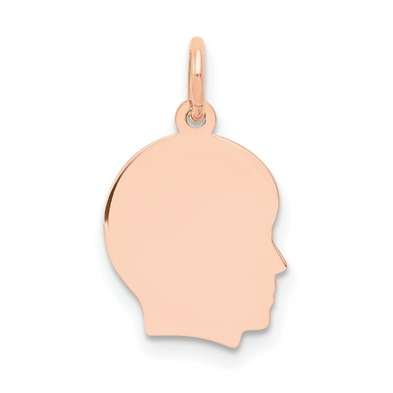 Beautiful 14k Rose Plain Small.013 Depth Facing Right Engraveable Boy Head Charm