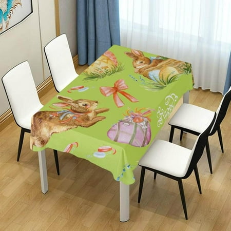 

Hyjoy Easter Bunny Egg Rectangle Tablecloth Spill-Proof Polyester Table Cloth Table Cover for Kitchen Dining Picnic Holiday Party Decoration 60x90 Inch