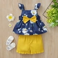 thumbnail image 3 of 5Y Little Girl Clothes 6 Years Little Girl Summer 2PCS Outfits Sleeveless Suspender Floral Top Yellow Shorts Set, 3 of 7