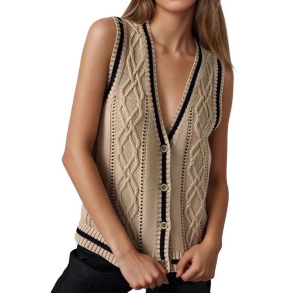 Sweater Vest Women Spring Summer V Neck Sleeveless Sweaters Button Down Cardigan Casual Cute Knit Tops