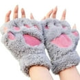 thumbnail image 3 of Jinhomg Womens Cute Fingerless Gloves Soft Cozy Sherpa Fleece Gloves 2025 Trendy Cat Paw Half Finger Gloves Ladies Cold Weather Accessories Gift Spring Saving Today Gray Free Size, 3 of 6