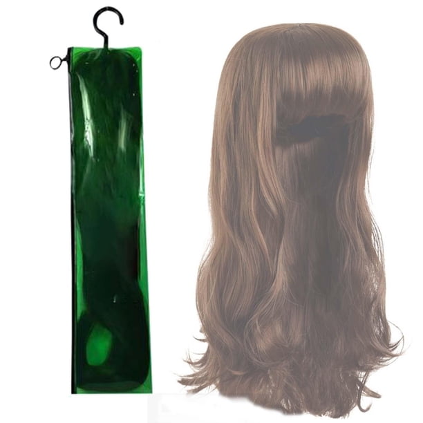 Bolsa de Almacenamiento de Extensiones de Pelo de Cola de Caballo,Bolsa de Peluca Fuerte de 60 cm / 23.62 Pulgadas con Colgante,Pvc Resistente Al Agua para Cabello Ondulado Recto,Peluca de Pelo Rizado