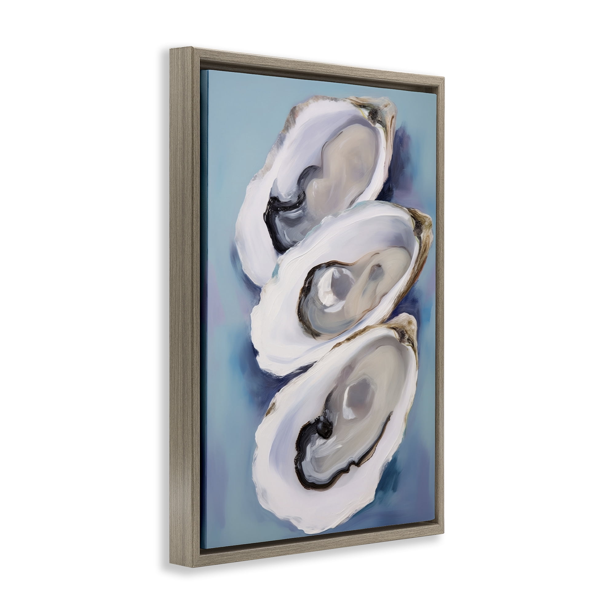 Stupell Industries Three Oyster Shells Animals & Insects Painting Brown Floater Framed Canvas Art Print Wall Art, 17 x 25