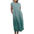 thumbnail image 1 of CHOK Robe pour Femme Grande Taille Décontractée à Manches Courtes, Col Rond, Coupe Ample, Robe d'Été Unie en Lin, Midi Ample et Confortable avec Poches, 1 of 5
