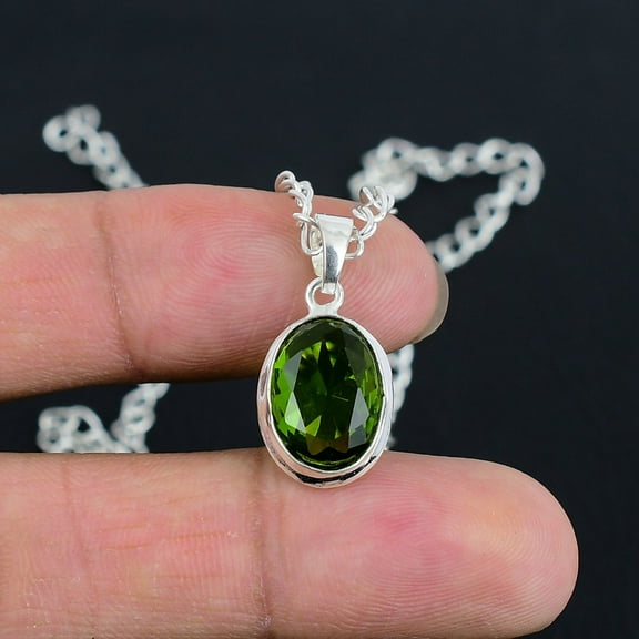Peridot Faceted S-Lock Pendant – Handcrafted 925 Sterling Silver, Fine Polished, Modern Chain, Wedding & Bridal Gift
