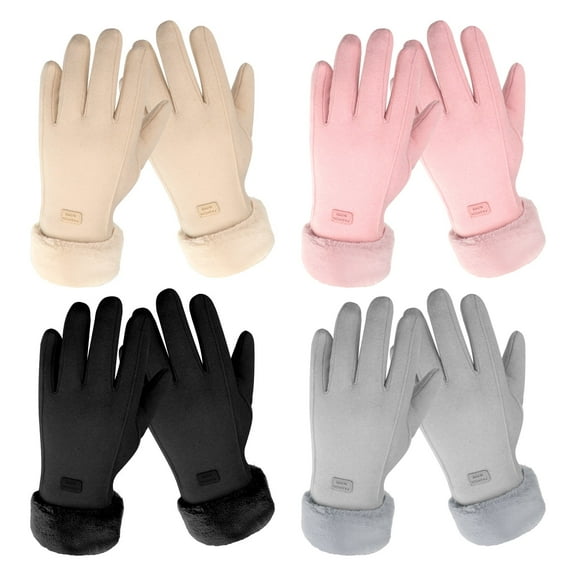 AOWOO 4 Pairs Womens Winter Gloves for Cold Weather, Touchscreen Warm Texting Knit Gloves for Women Girls Soft Velvet Fleece Lined