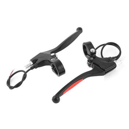 Brake Lever Grips - 2 Pcs Metal Right Left Electric Bike Bicycle Brake Levers w Plastic Grip Black Red