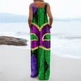 thumbnail image 3 of Fgvctg Mardi Gras Jumpsuits for Women Sleeveless Carnival Party Spaghetti Straps Overalls Comfy Wide Leg Pant Mask Graphic Bib Overalls Romper Sprimg Pants With Pockets Green M, 3 of 6