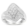 thumbnail image 4 of Sterling Silver 1ct TDW Diamond Bypass Cluster Ring (I-J, I2-I3), 4 of 8