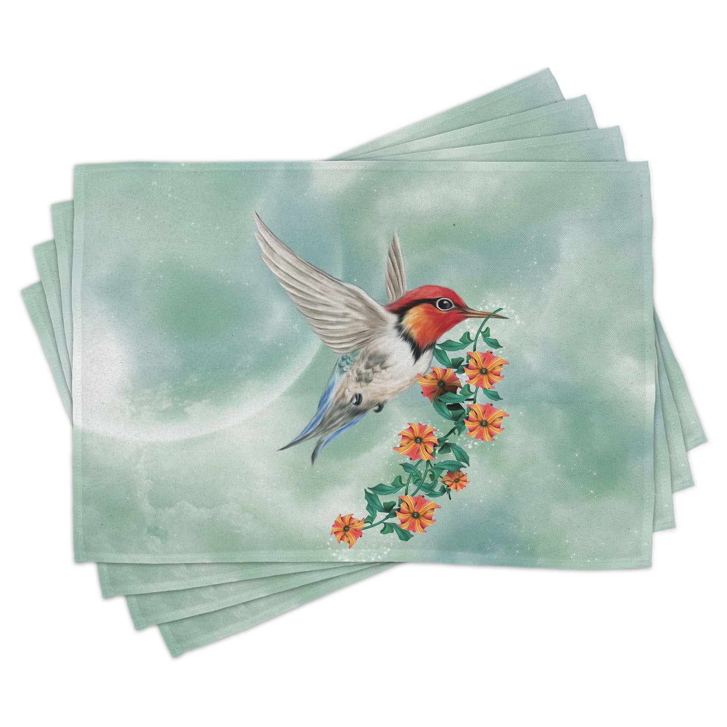 Hummingbird Placemats Set of 4 A Hummingbird Is Flying with A Flowered
