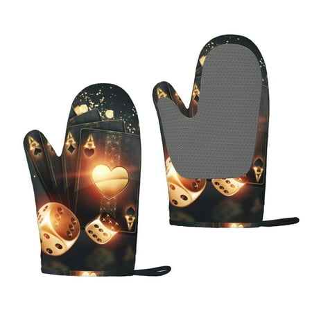 

Lafuoo Creative Poker Pattern Silicone Anti-Scalding Gloves Hanging Rope Gloves are Suitable for Kitchen Utensils for Kitchen Baking Cooking Outdoor Barbecue