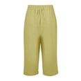 thumbnail image 6 of JJHGVB Cotton Linen Capris for Women Beach Resort Pants Wide Leg Capri Linen Bermuda Shorts for Women Baggy Shorts Women Beach Boho Casual Pants Women Linen Shorts Resort Wear for Women 2026 Yellow S, 6 of 6