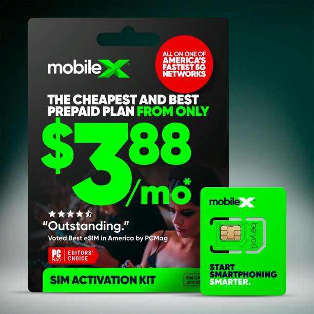 Kit de tarjeta SIM y eSIM para teléfonos celulares de prepago MobileX