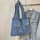 thumbnail image 3 of Bolso de hombro de mezclilla de gran capacidad de moda japonesa y coreana para mujer 2024 Nuevo bolso de compras simple, informal y versátil de moda, 3 of 5