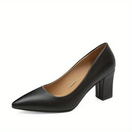 

Women s T-strap Cut-out Block Heels Comfy All-Match Solid Color Dress Shoes