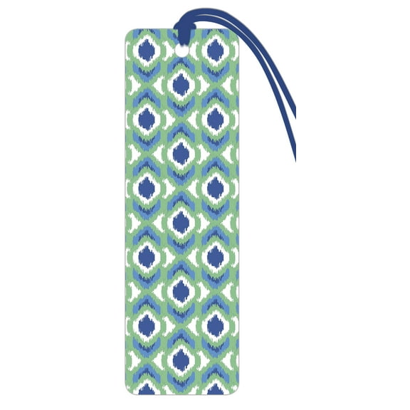 Ikat Green Printed Leather Bookmarks