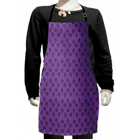 

Love Kids Apron Repetitive Hearts with Stripes and Doodle Calligraphy Boys Girls Apron Bib with Adjustable Ties for Cooking Baking Painting Violet Eggplant by Ambesonne