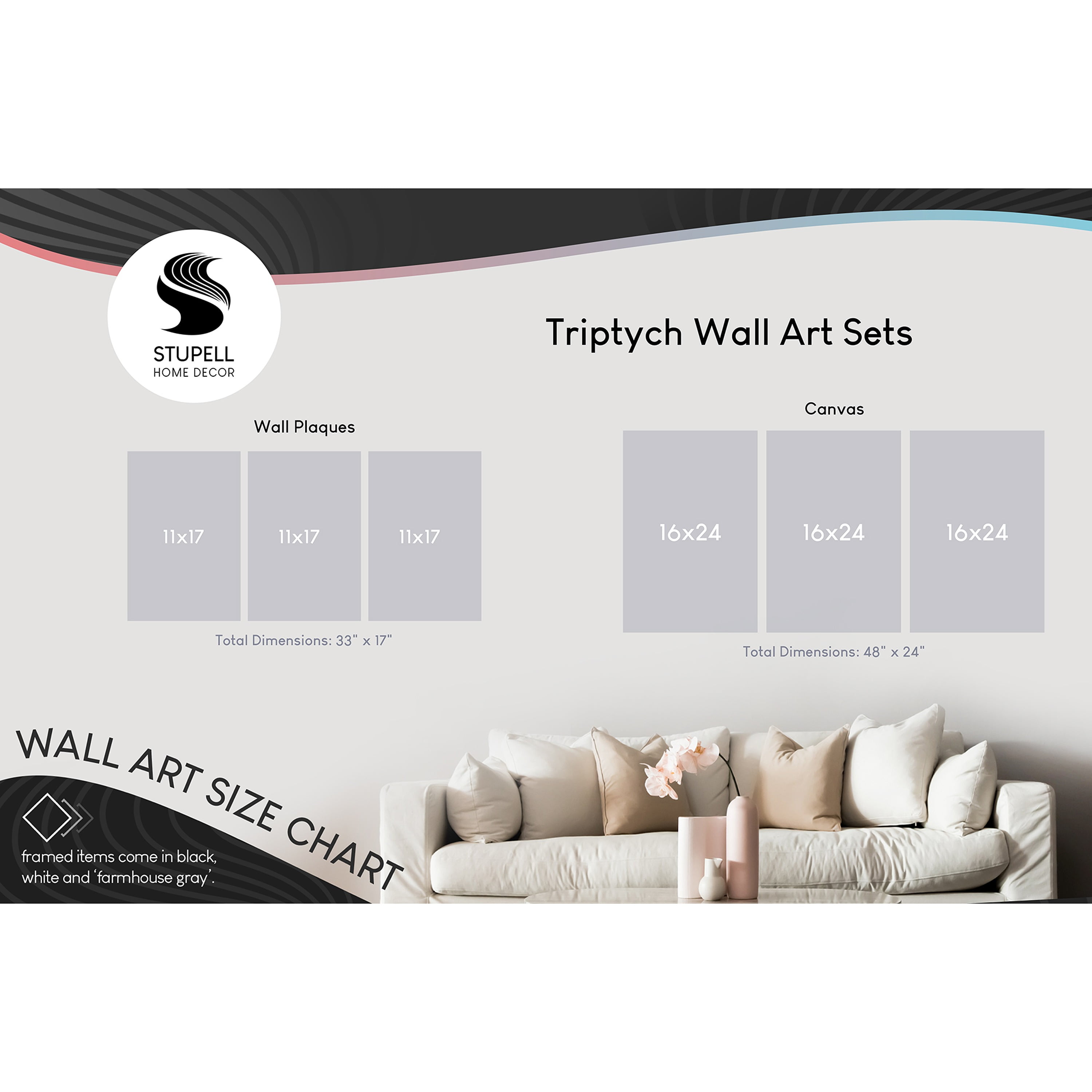 The Stupell Home Decor Collection Bright Life Abstract Colors Triptych Stretched Canvas Wall Art Set, 3pc, each 16 x 1.5 x 24