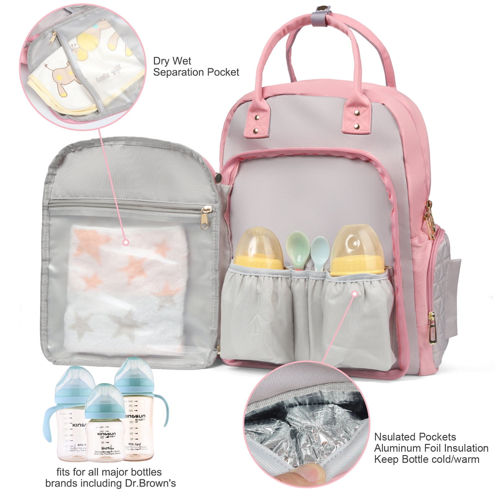 AOMAY Diaper Bag Backpack - Mommy bag for hospital, Travel backpacks, Large Capacity, Multifunctional