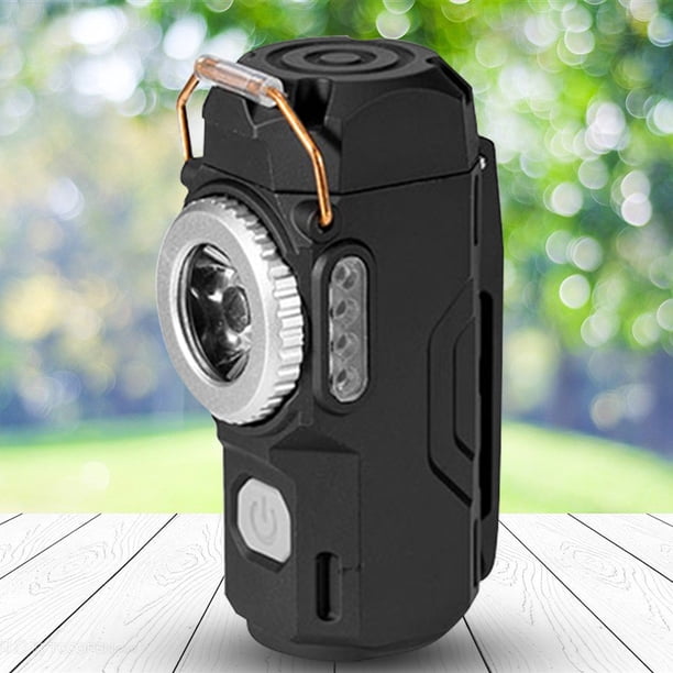 Linterna De Bolsillo Llavero LED multifuncional de carga tipo C Lámpara de emergencia 6000K (negro)